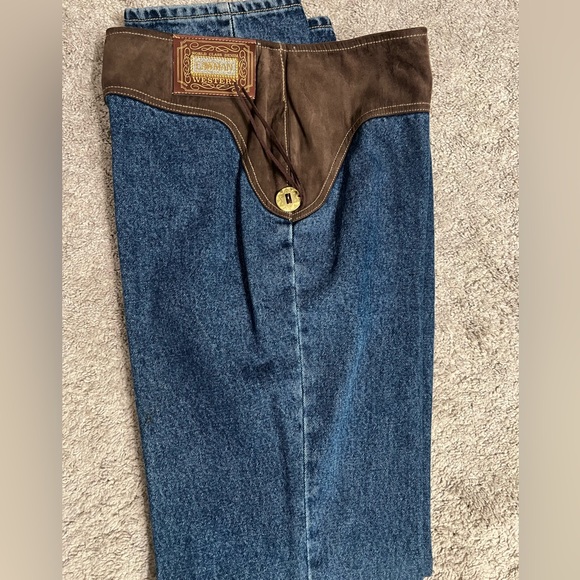Lawman Western Denim - Classic Denim Bootcut Jeans with Brown Details